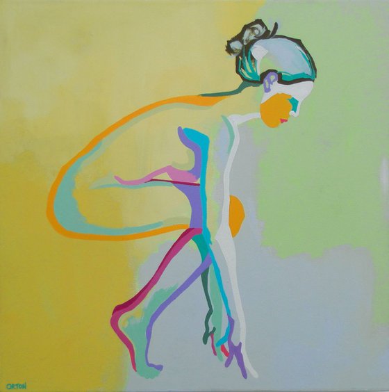 Abstract Female Nude Original Acrylic Painting Female Figure Study