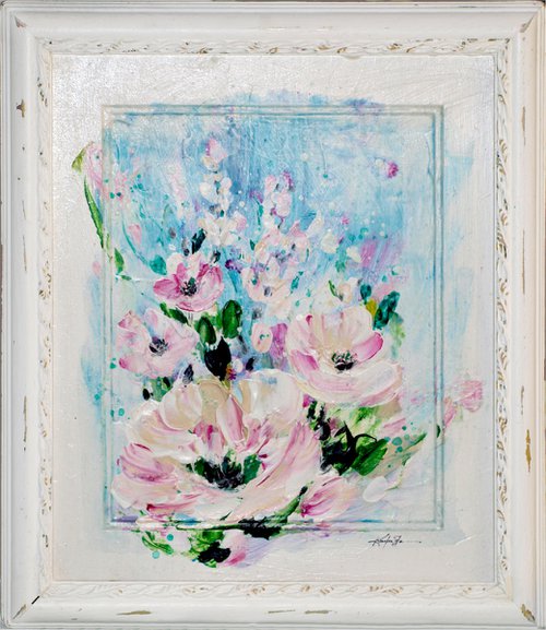 In The Cottage Garden 4 - Framed Floral Painting by Kathy Morton Stanion by Kathy Morton Stanion