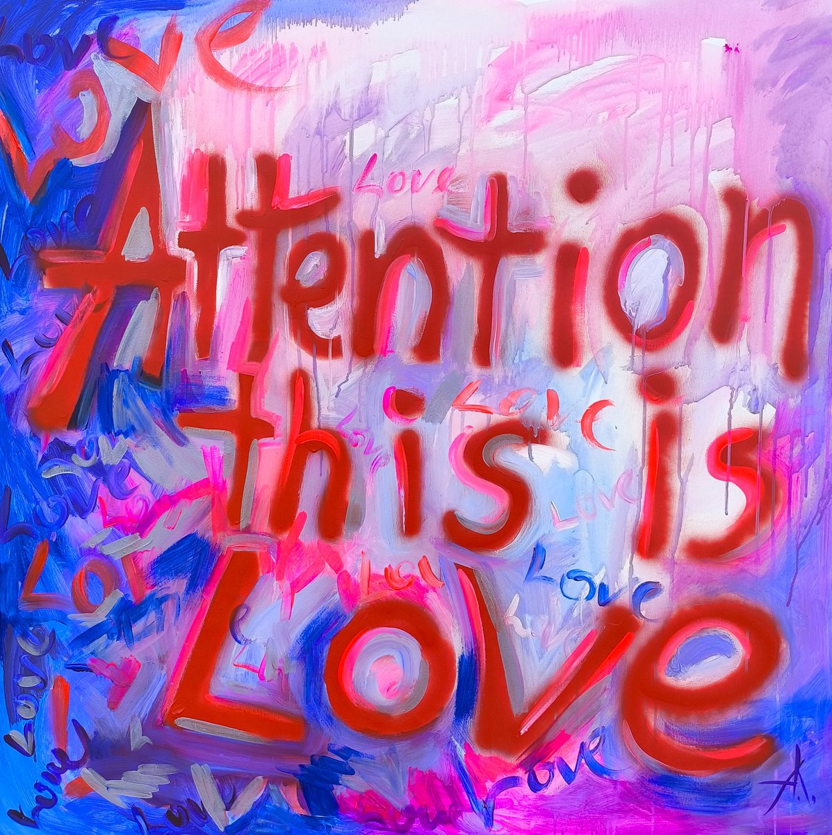 Abstract Acrylic Painting By Anastasia Kozorez, 43 X 43, Attention... This Is Love, Original Artwork