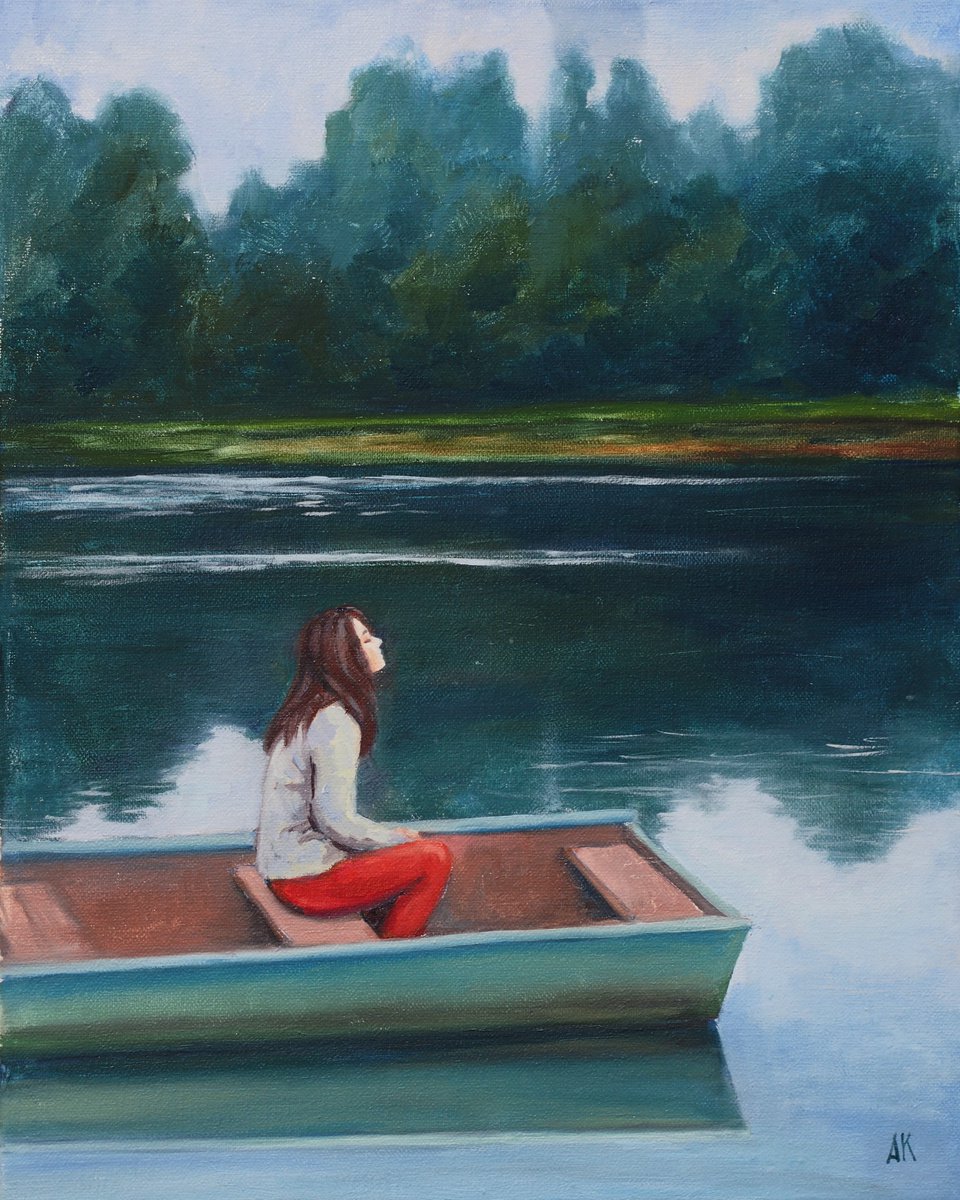 Impressionistic Portrait Oil Painting By Alfia Koral, 16 X 20, Silence, Original Artwork