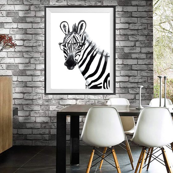 Zebra with glasses