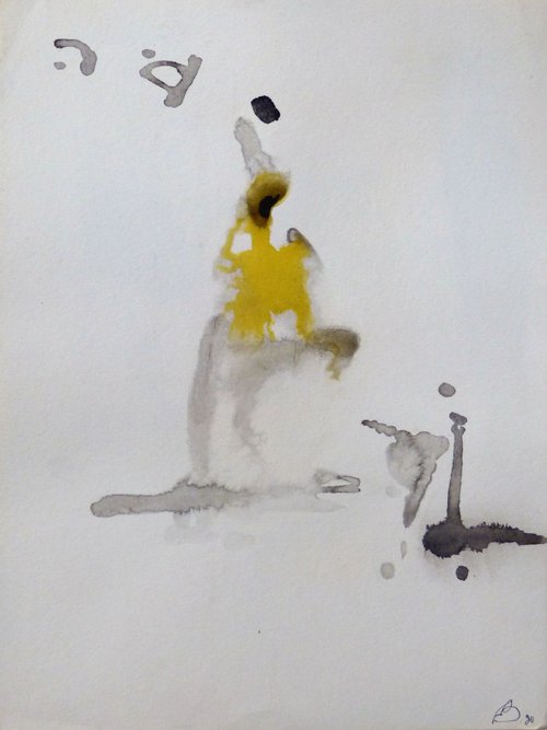 Minimalist abstract figure, ink on paper, 24x32 cm by Frederic Belaubre