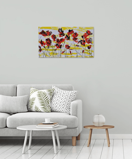 Red Poppies 2 90x50cm