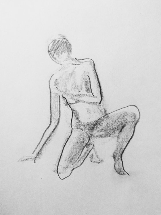 Nude. Original pencil drawing.