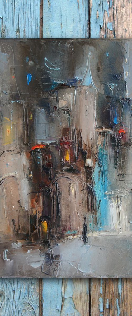 Night city, Oil Painting by Stanislav Lazarov