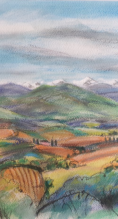 Pyrenees from near Carcasonne by Jean  Luce