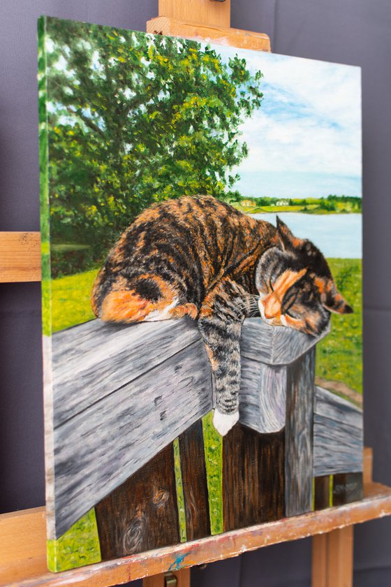 Lazy day by Vera Melnyk (Cat Painting, Gift for Her, Gift for Him, Wall Art)