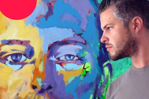 Cover image for Javier Peña, self-taught artist, talks to Artfinder about creating portraits of famous faces and his love of using colour in his paintings. collection