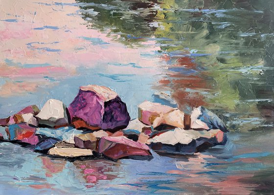 Rocks in a lake.