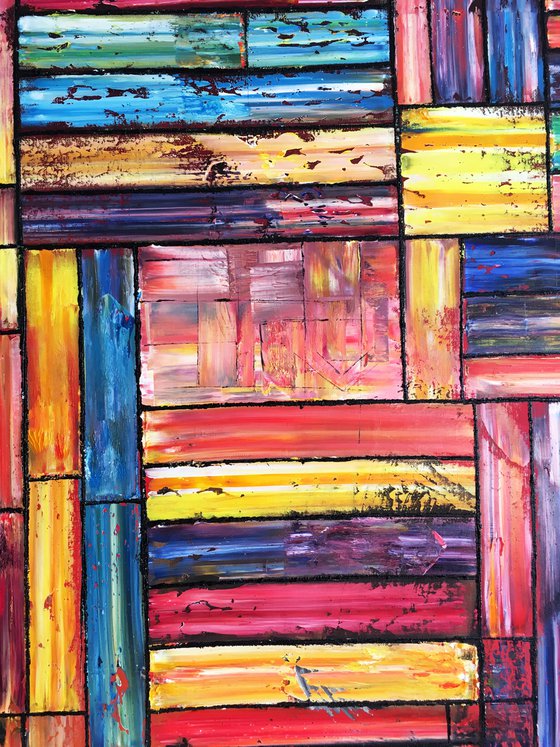 "Check Us Out" - FREE International Shipping/Discount USA Shipping - Original Xt Large PMS Abstract Diptych Oil Paintings On Canvas - 120" x 48"