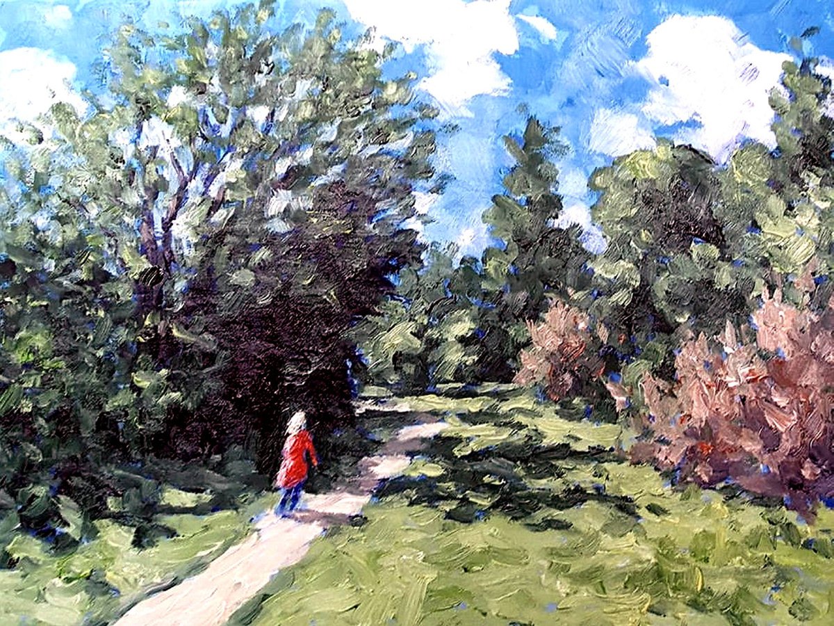 Impressionistic Landscape Oil Painting By Colin Ross Jack, 16 X 12, Summer Walk 2, Original Artwork