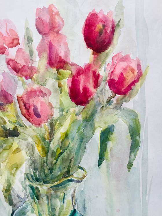 Tulips red 55x75 cm 2025