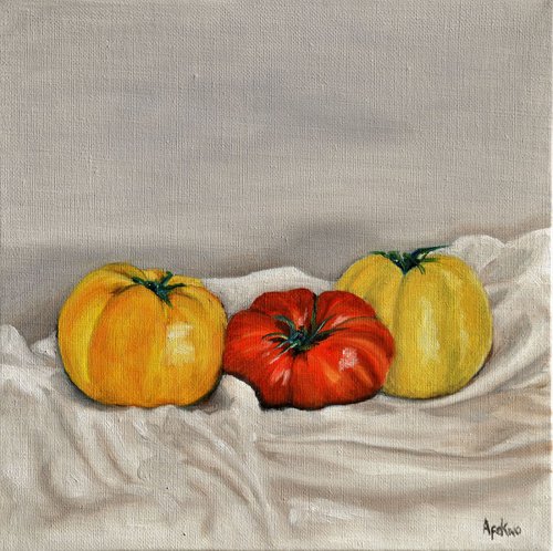 Heirloom tomatoes still life by Afekwo