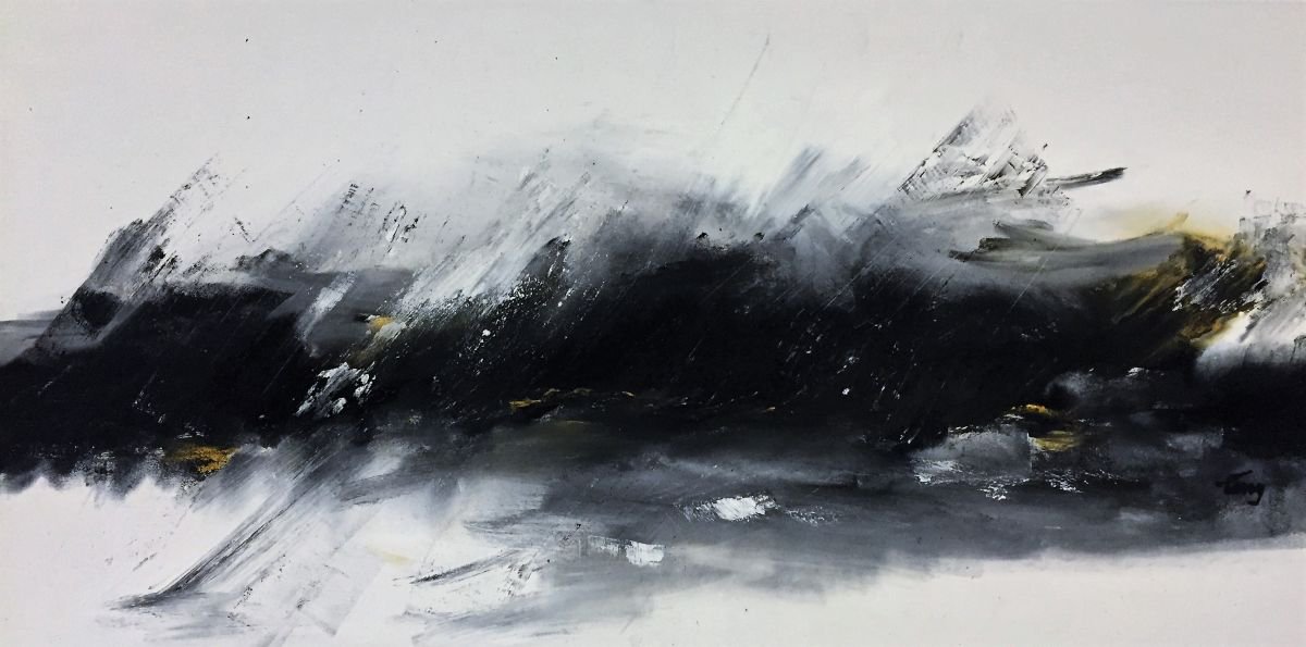 Landscape black and white Acrylic painting by Tiny de Bruin | Artfinder