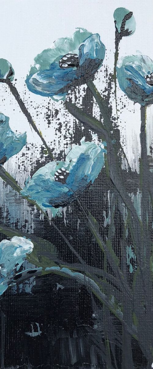 Blue Poppies in a frame Nr2 by Marja Brown