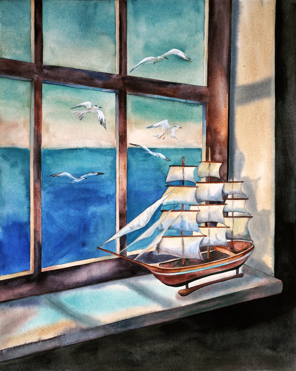 Impressionistic Watercolour , Calling You By Delnara El, 16 X 20, Artwork For Sale On Artfinder