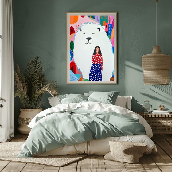 Woman and bear Colorful