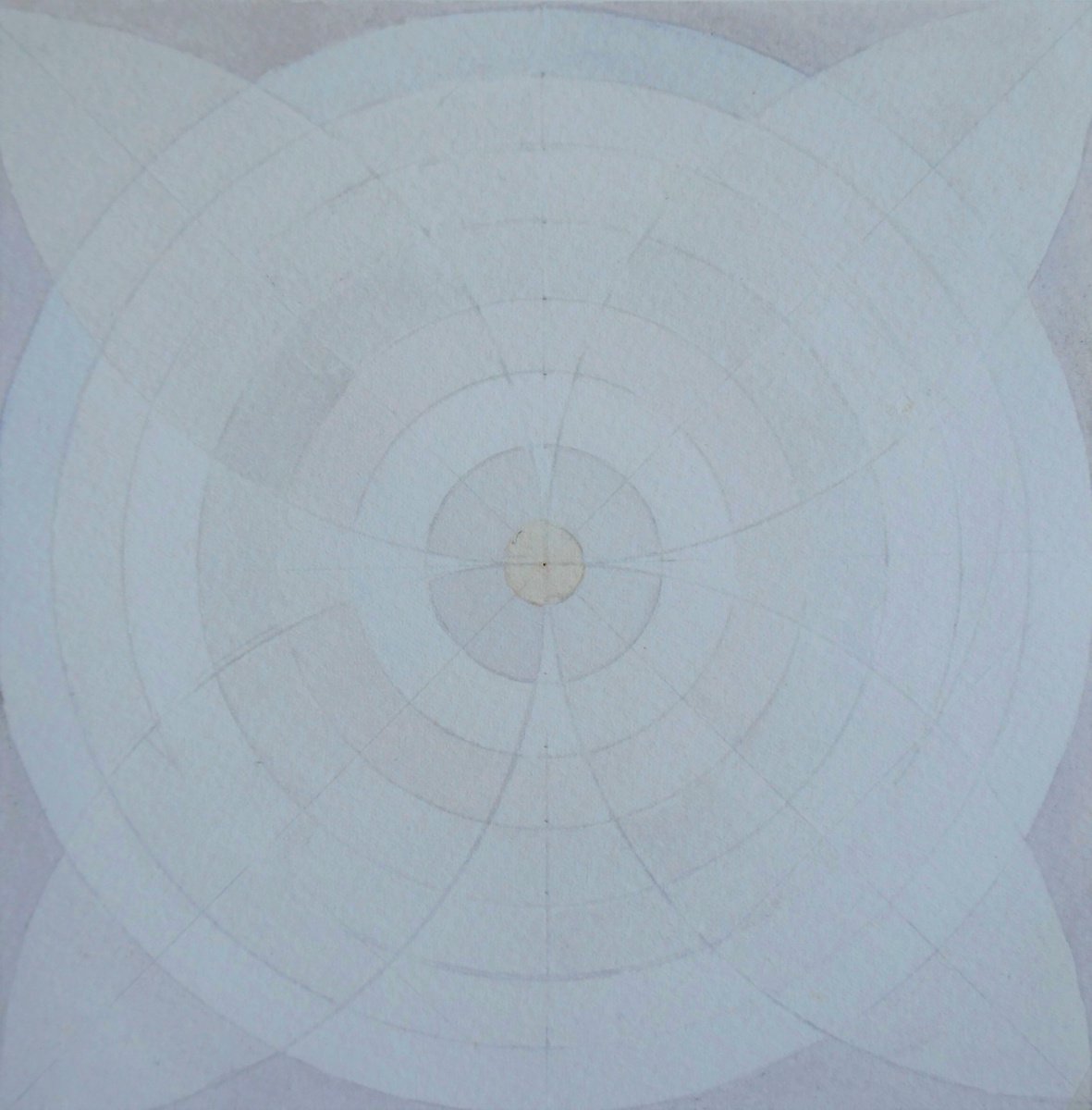 Geometric Abstract Watercolour By Anna Jannack, 6 X 6, Circle Iii, Original Artwork