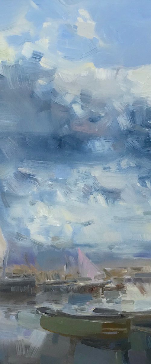 Harbor, Original oil painting, Handmade artwork, One of a kind by Vahe Yeremyan
