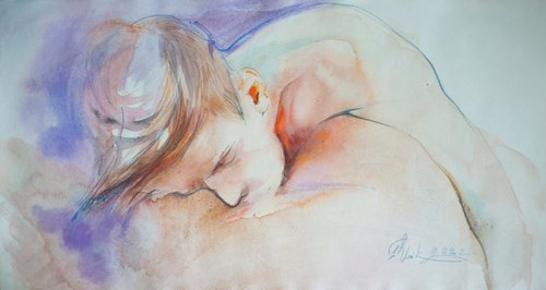 Moments of Love. №2 Sense of pleasure (Sexy nude guy; Romantic art) by Irina Bibik-Chkolian
