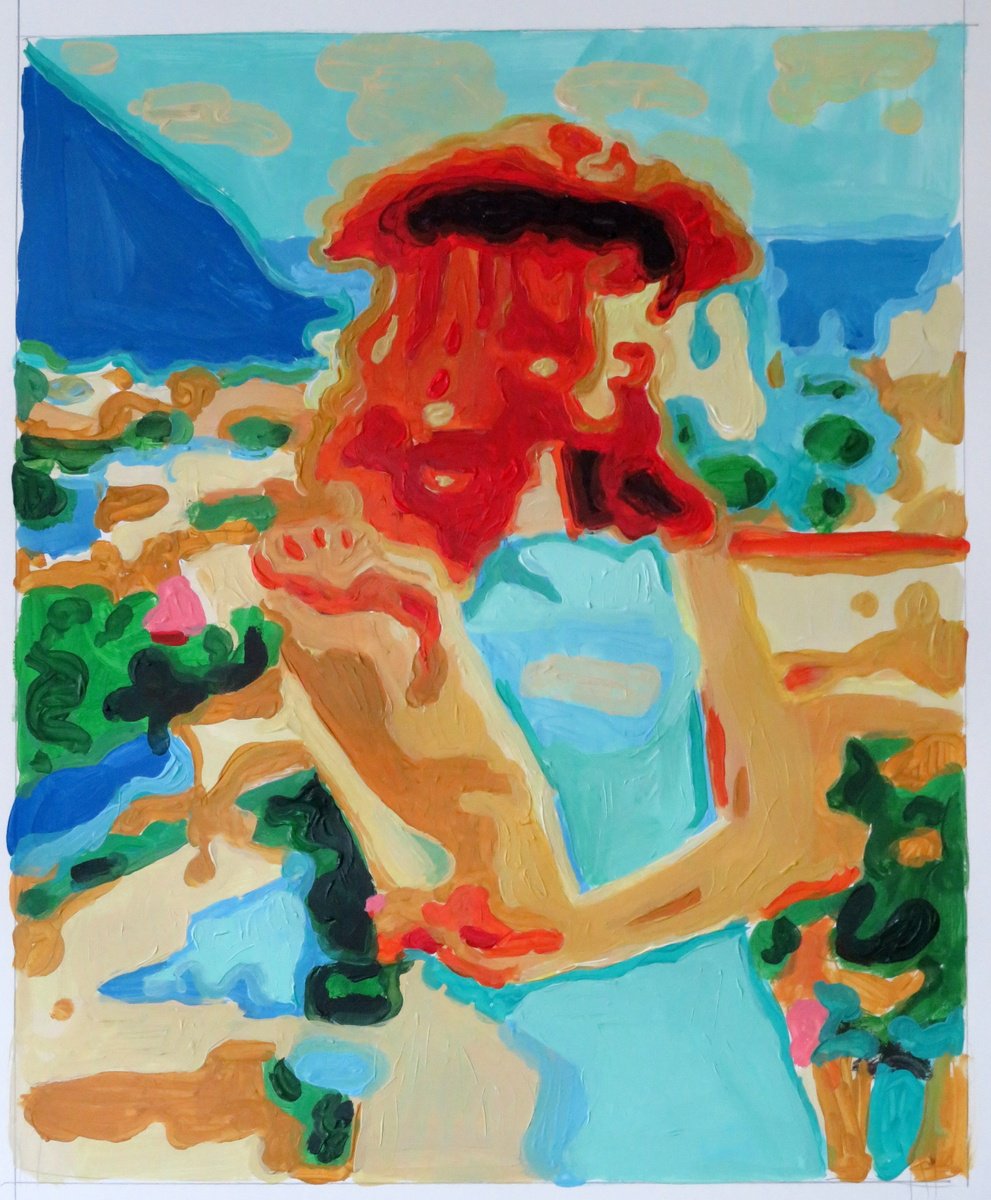  Woman In Blue And Orange By Stephen Abela, 18 X 24, Artwork For Sale On Artfinder