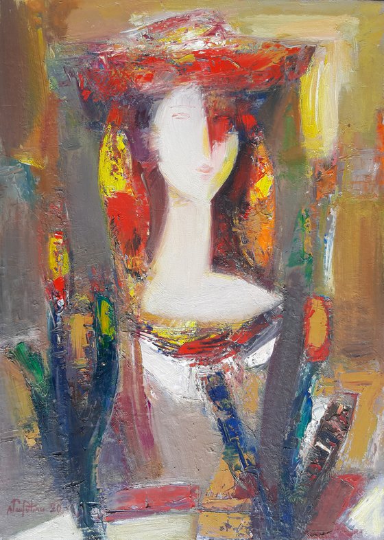 Duchess 42x58cm ,oil/canvas, abstract portrait