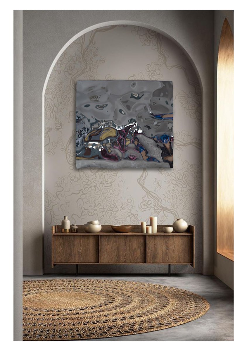 Geometric Abstract Sculpture By Anna Sidi-Yacoub, 37 X 34, Hermatite, Original Artwork