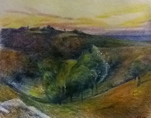 pastel drawing landscape by Viktória Déri