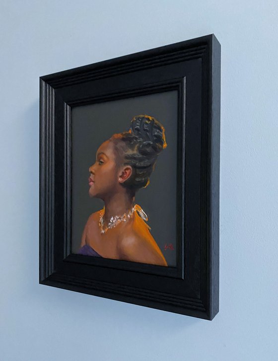 Modern young black woman oil portrait Contemporary Style.