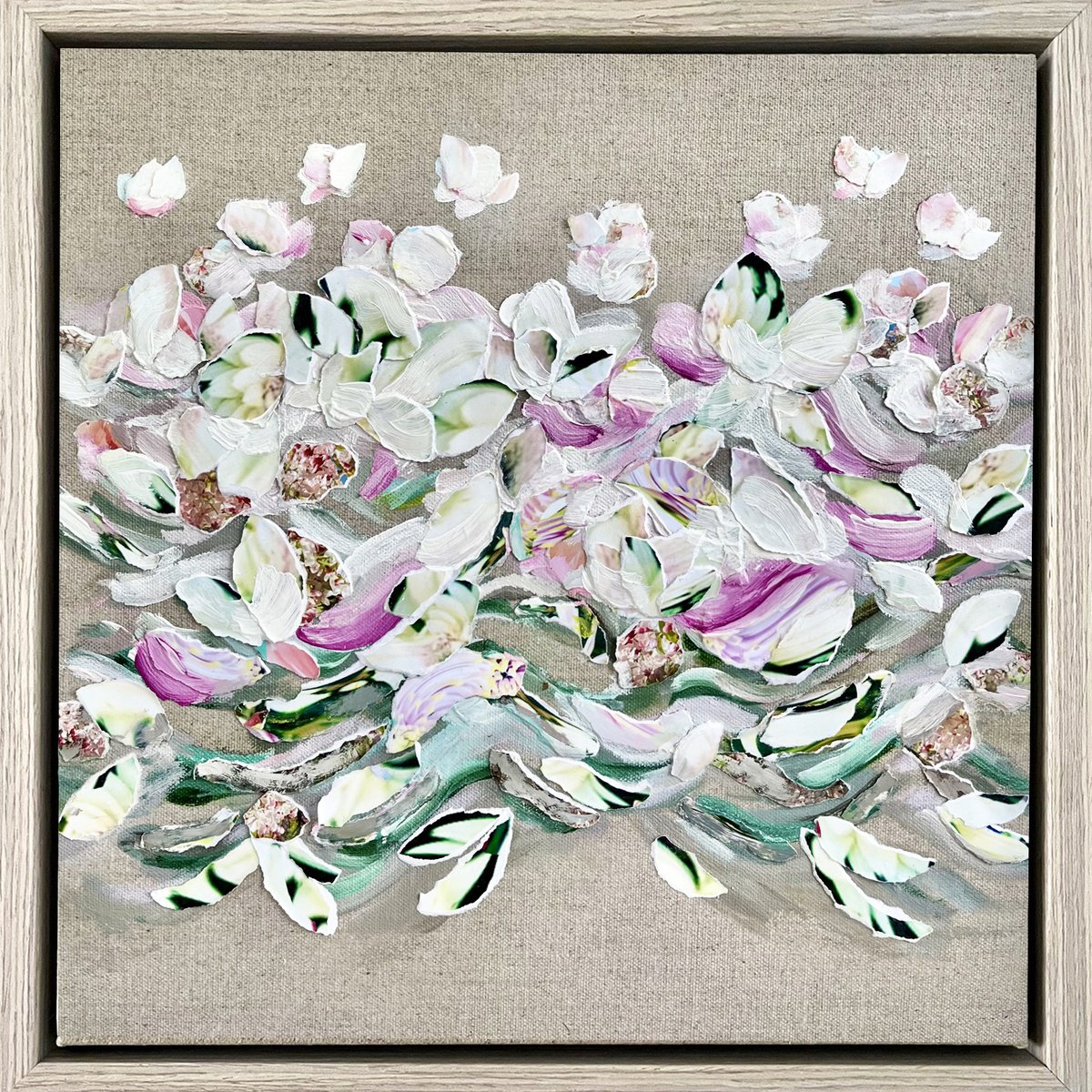 Organic Botanical Acrylic Painting By Corinne Natel, 17 X 17, To Be With You #59, Original Artwork