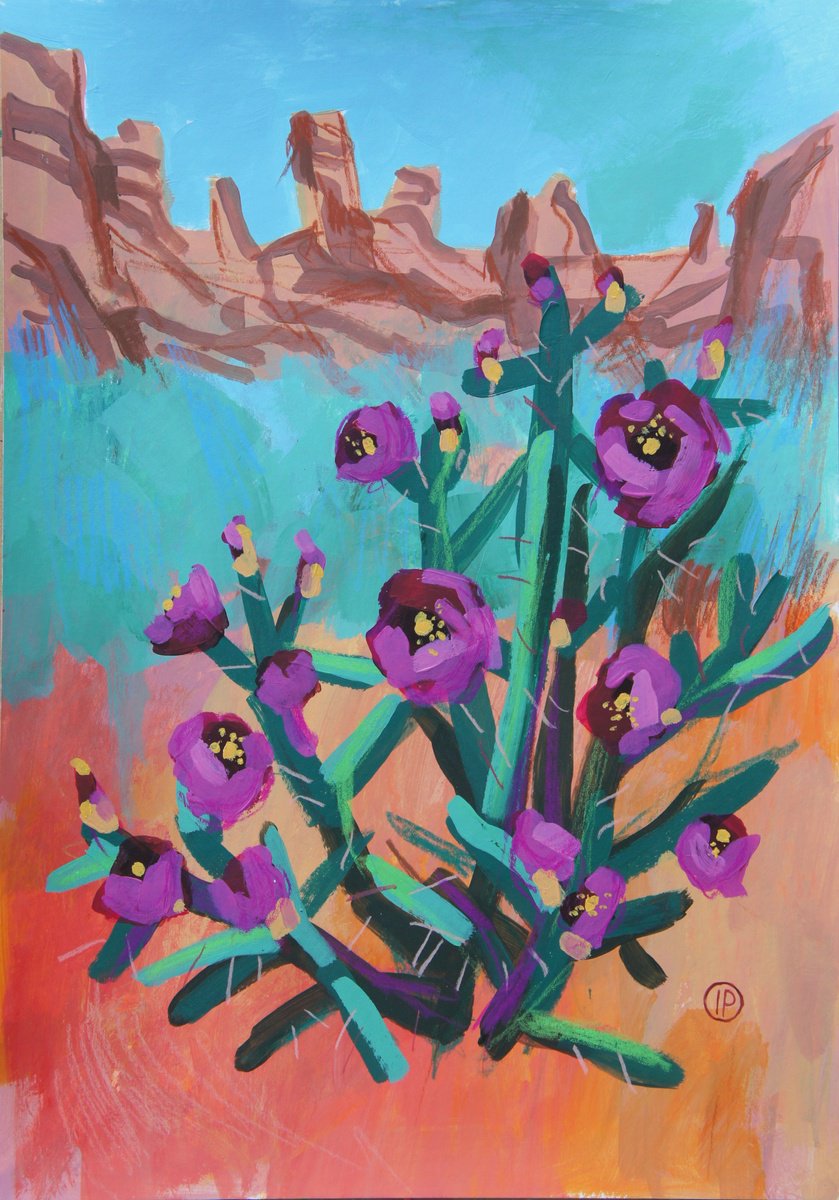 Impressionistic Landscape Painting By Irina Plaksina, 12 X 17, Arizona Landscape, Original Artwork