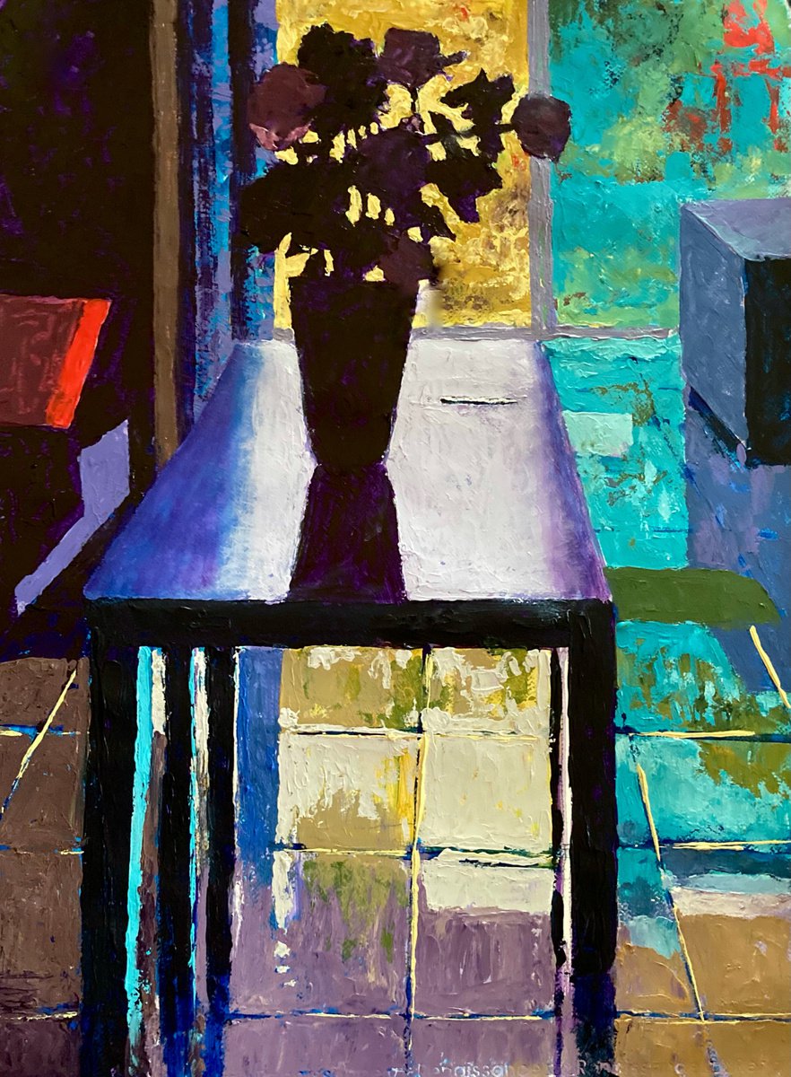 Impressionistic Still Life Acrylic Painting By John Cottee, 22 X 30, Roses, Original Artwork