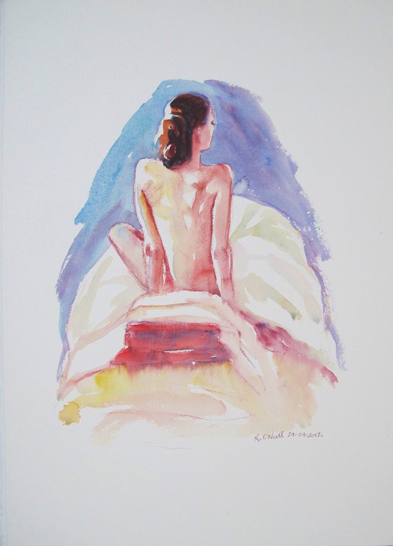 seated female nude back study