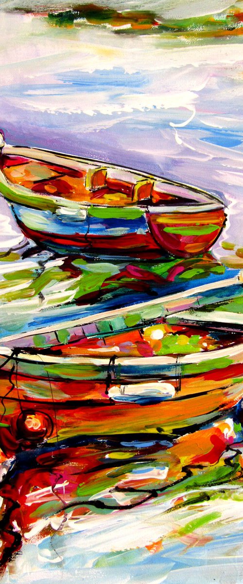 Boats on beach by Kovács Anna Brigitta