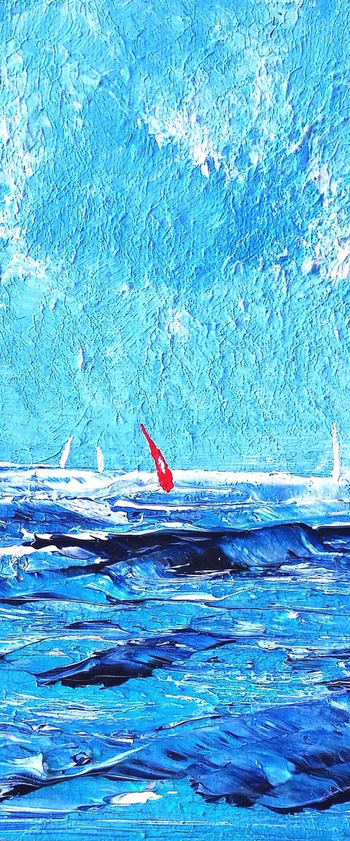 Open Water, small, boats sailing, gorgeous by Mel Graham