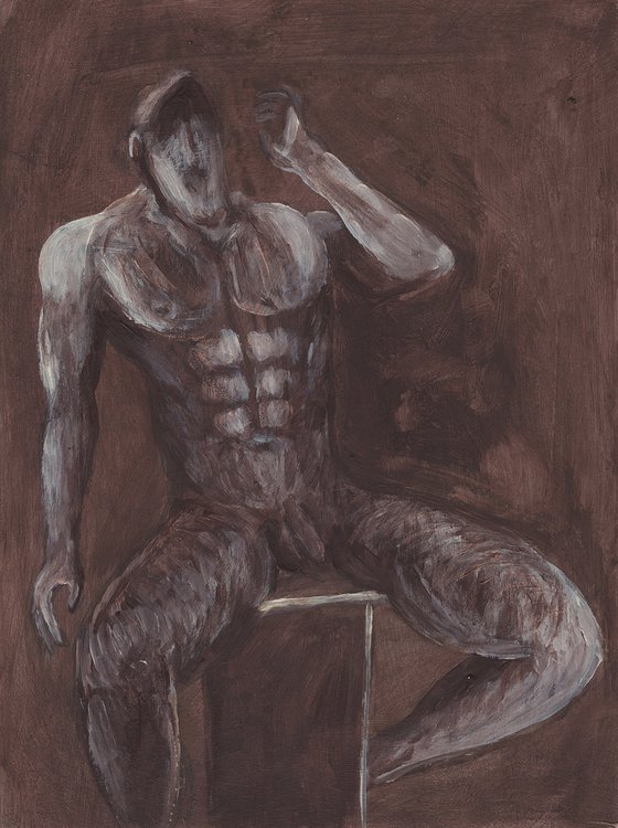 Male Nude with his head thrown back