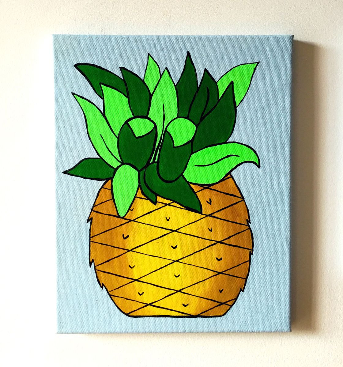 Pineapple Pop Art Painting On Canvas Acrylic painting by Ian Viggars