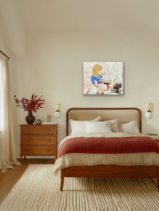 Little girl with cat