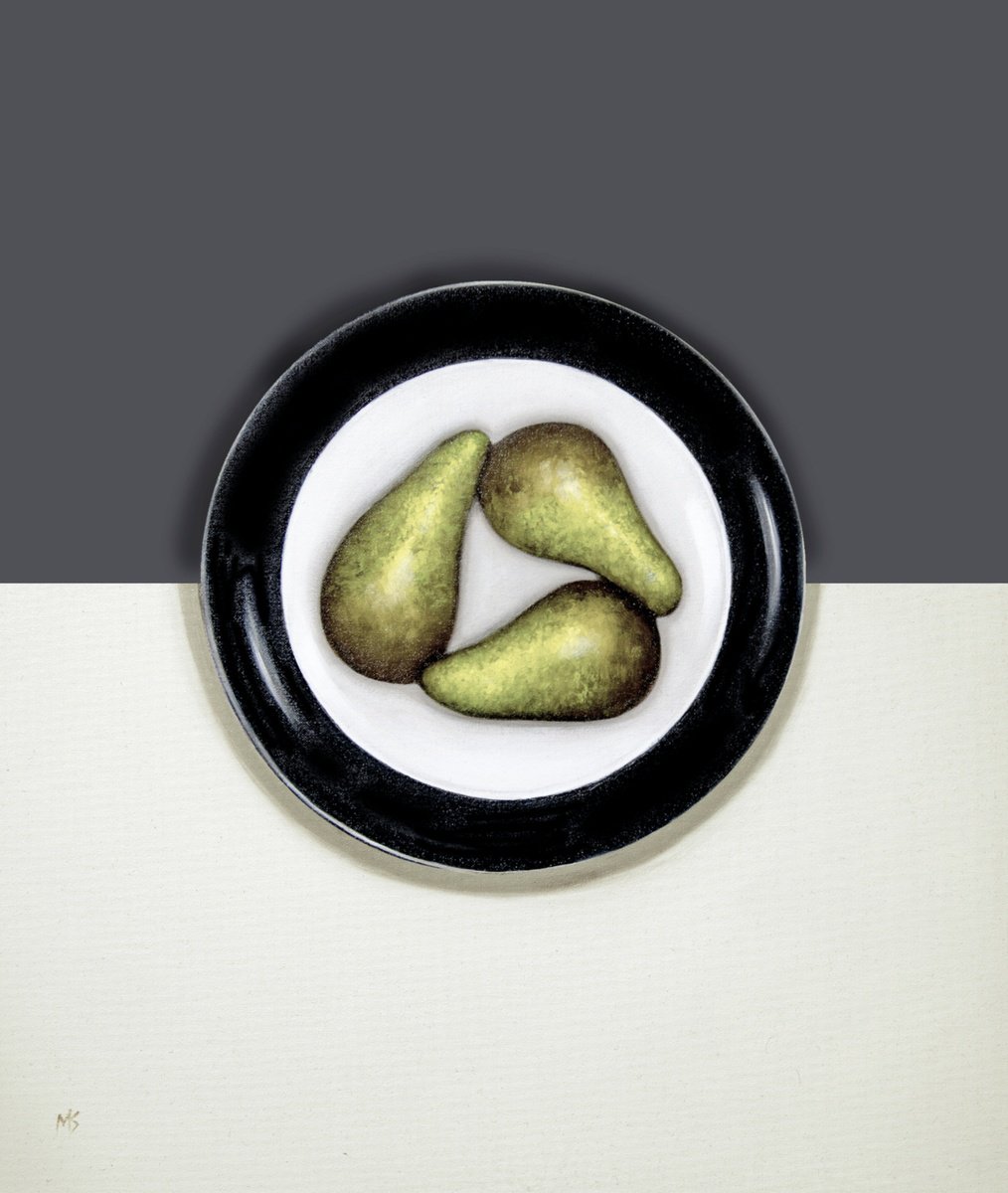 Pears on a plate by Mike Skidmore