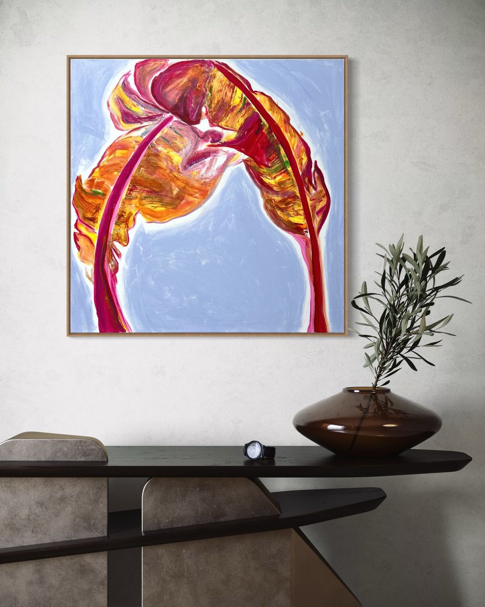 Organic Botanical Acrylic Painting By Kathryn Sillince, 30 X 30", 