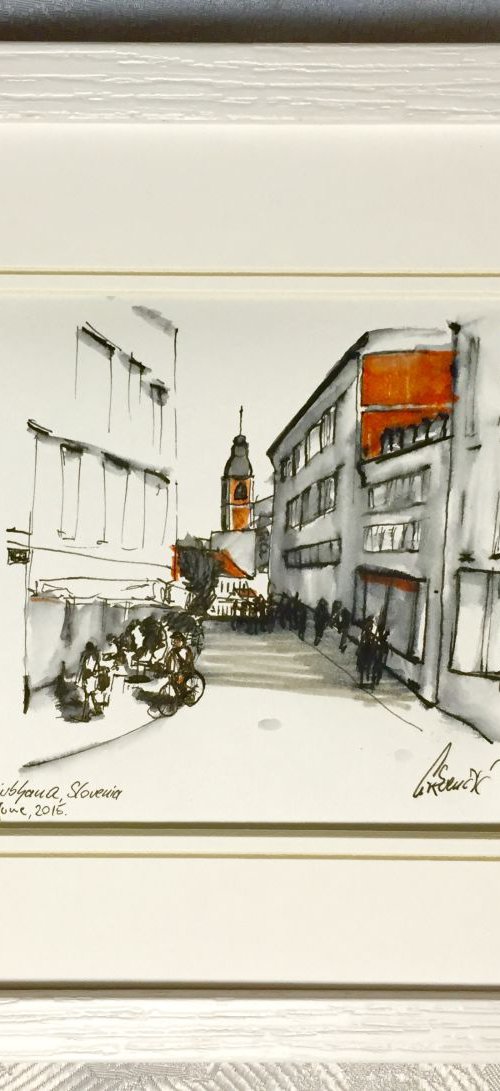 Framed - City street, Ljubljana by Tihomir Cirkvencic