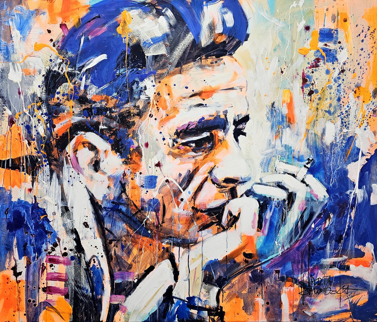 Impressionistic Portrait Acrylic Painting By Marta Zawadzka, 55 X 47", Hurt, Original Artwork