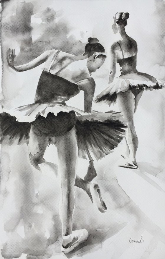 Ballerina painting “In the Wings II”