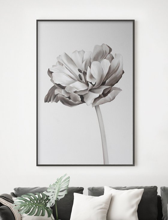 "Tulip" Black white oil flower