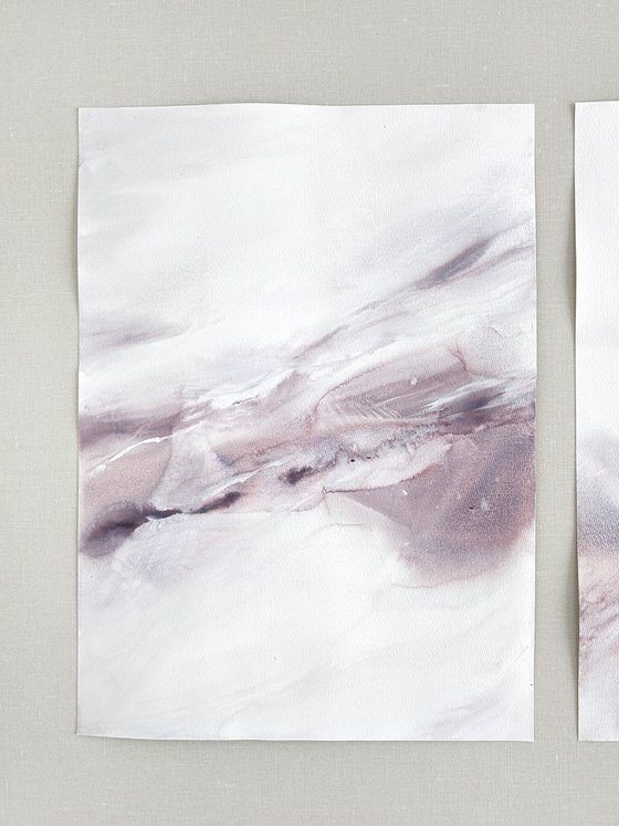 Pink abstract painting Diptych