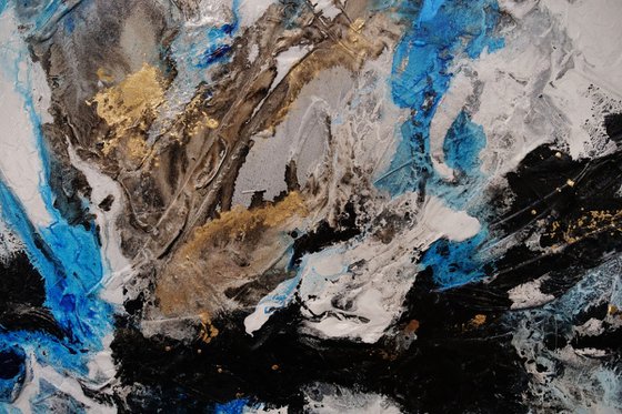 Coastal Grunge 250cm x 150cm Blue Rust Black Abstract Art