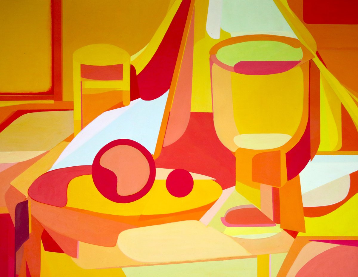 Impressionistic Still Life Acrylic Painting By Vast Swamp, 19 X 15", Light, Original Artwork