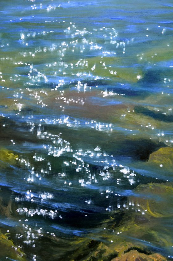 Music of the sea. Transparent water. Large