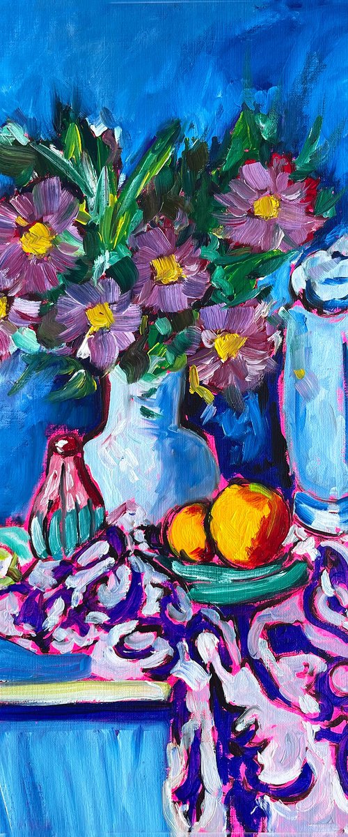 Still Life with Chrysanthemums by Maiia Axton
