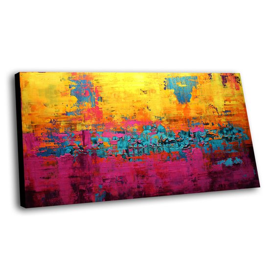 SUNLIGHT & LAVENDER - 180 x 100 CMS - ABSTRACT PAINTING - TEXTURED - XXL